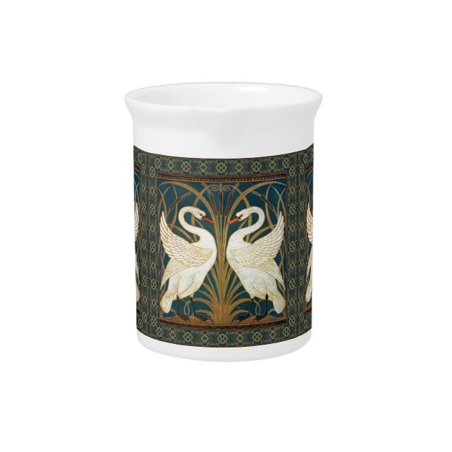 Walter Crane Swan, Rush And Iris Art Nouveau Drink Pitcher (Front)