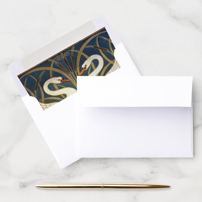 Walter Crane Swan  Rush And Iris Art Nouveau Envelope Liner (Desk)