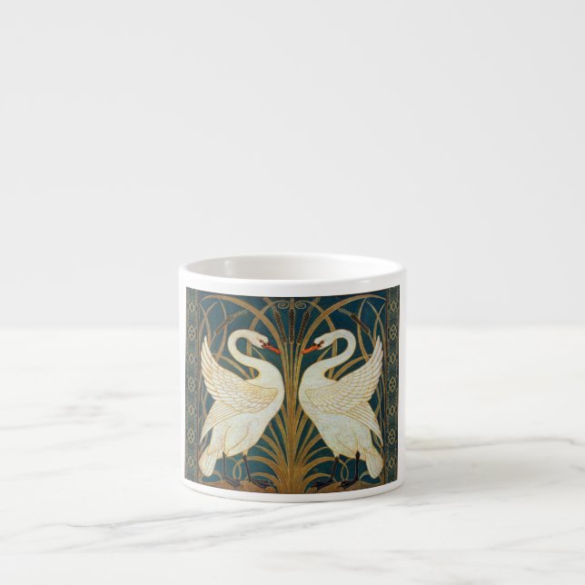 Walter Crane Swan, Rush And Iris Art Nouveau Espresso Cup (Front)