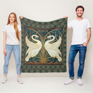 Walter Crane Swan, Rush And Iris Art Nouveau Fleece Blanket