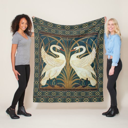 Walter Crane Swan Rush And Iris Art Nouveau  Fleece Blanket