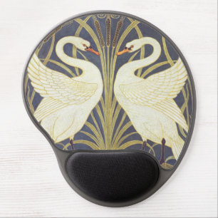 Walter Crane Swan, Rush And Iris Art Nouveau Gel Mouse Pad
