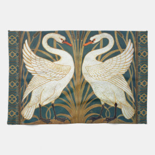 Walter Crane Swan, Rush And Iris Art Nouveau Kitchen Towel