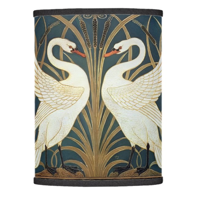 Walter Crane Swan, Rush And Iris Art Nouveau  Lamp Shade (Front)