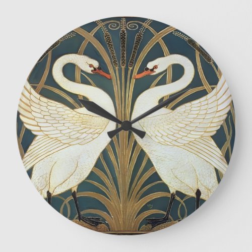 Walter Crane Swan Rush And Iris Art Nouveau  Large Clock
