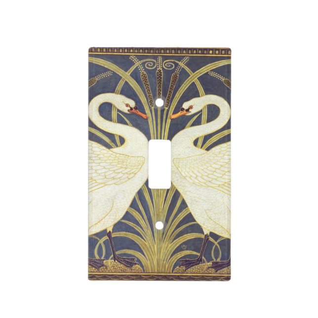 Walter Crane Swan, Rush And Iris Art Nouveau Light Switch Cover (Front)