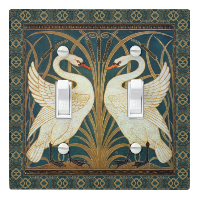Walter Crane Swan, Rush And Iris Art Nouveau Light Switch Cover (In Situ)