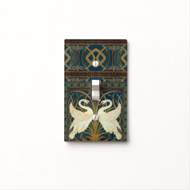 Walter Crane Swan, Rush And Iris Art Nouveau Light Switch Cover (In Situ)