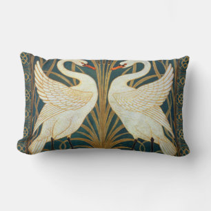 Walter Crane Swan, Rush And Iris Art Nouveau Lumbar Pillow