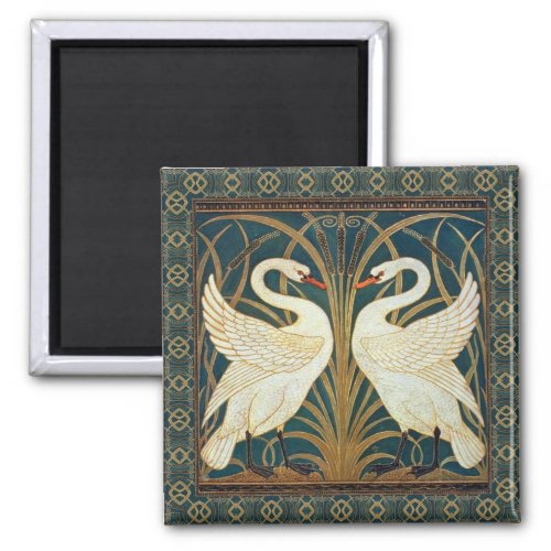 Walter Crane Swan Rush And Iris Art Nouveau  Magnet