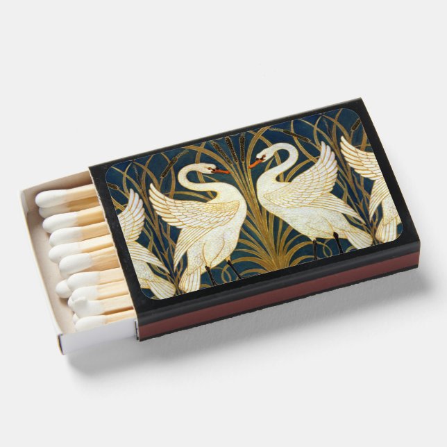 Walter Crane - Swan, Rush And Iris Art Nouveau Matchboxes (Front Open)