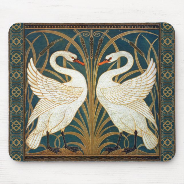 Walter Crane Swan, Rush And Iris Art Nouveau Mouse Pad (Front)
