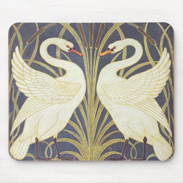 Walter Crane Swan, Rush And Iris Art Nouveau Mouse Pad (Front)