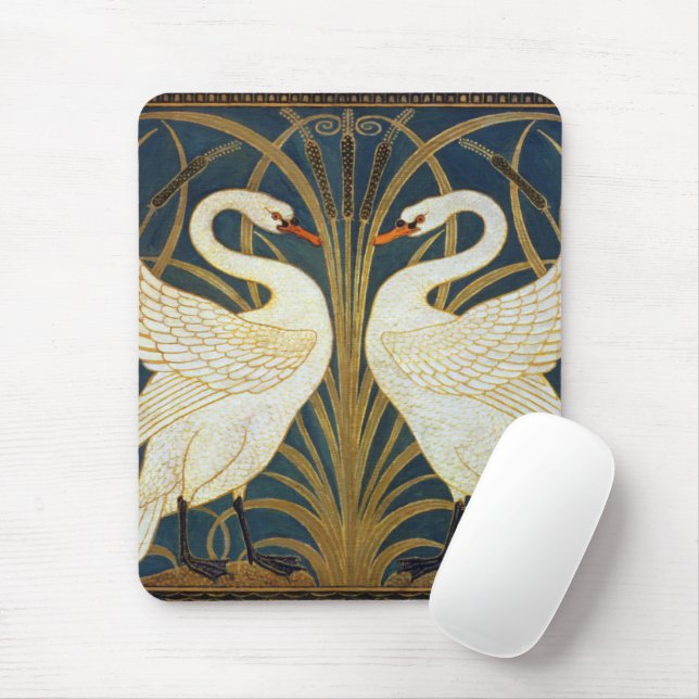 Walter Crane Swan  Rush And Iris Art Nouveau Mouse Pad (With Mouse)