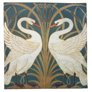 Walter Crane Swan, Rush And Iris Art Nouveau Napkin