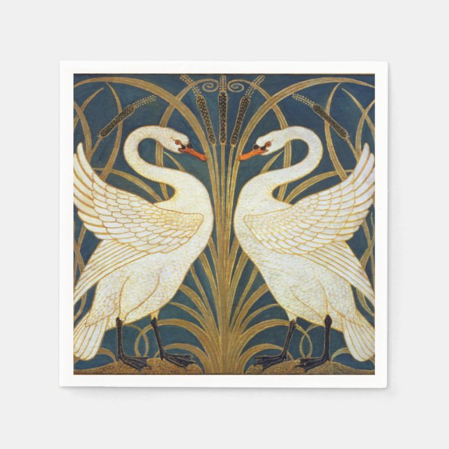 Walter Crane Swan  Rush And Iris Art Nouveau Napkins (Front)