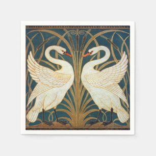 Walter Crane Swan, Rush And Iris Art Nouveau Napkins