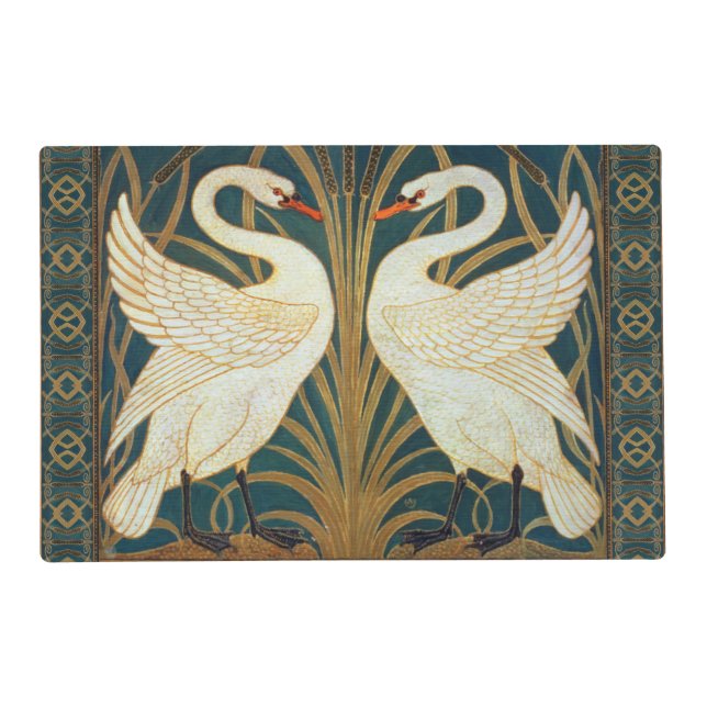 Walter Crane Swan, Rush And Iris Art Nouveau Placemat (Front)