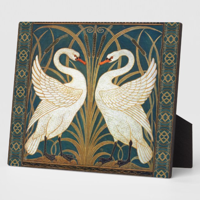 Walter Crane Swan, Rush And Iris Art Nouveau Plaque (Side)