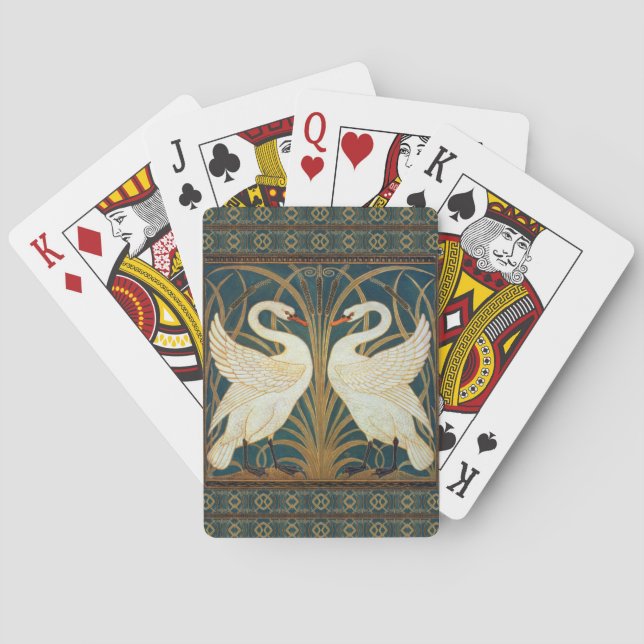 Walter Crane Swan, Rush And Iris Art Nouveau Poker Cards (Back)