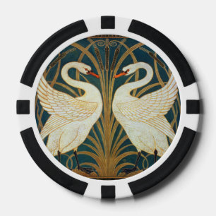 Walter Crane Swan, Rush And Iris Art Nouveau Poker Chips