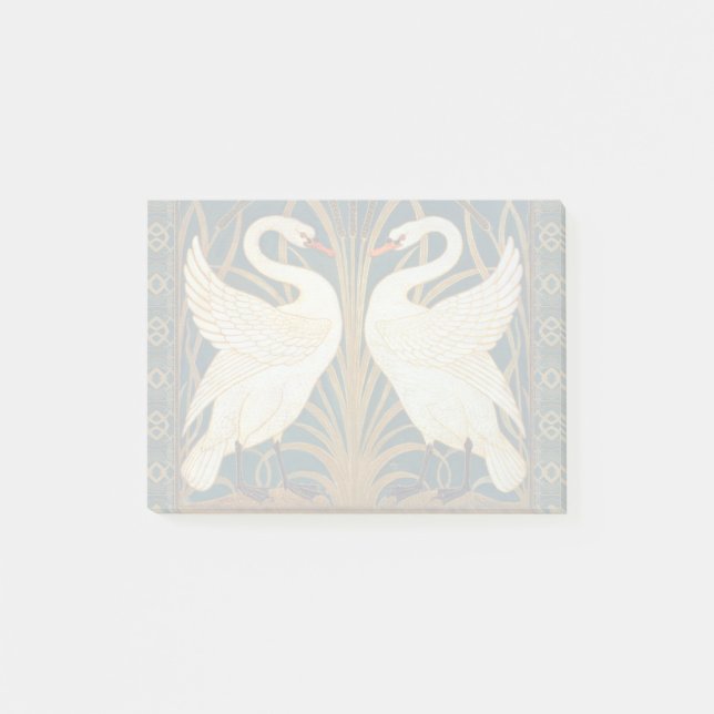 Walter Crane Swan, Rush And Iris Art Nouveau Post-it Notes (Front)