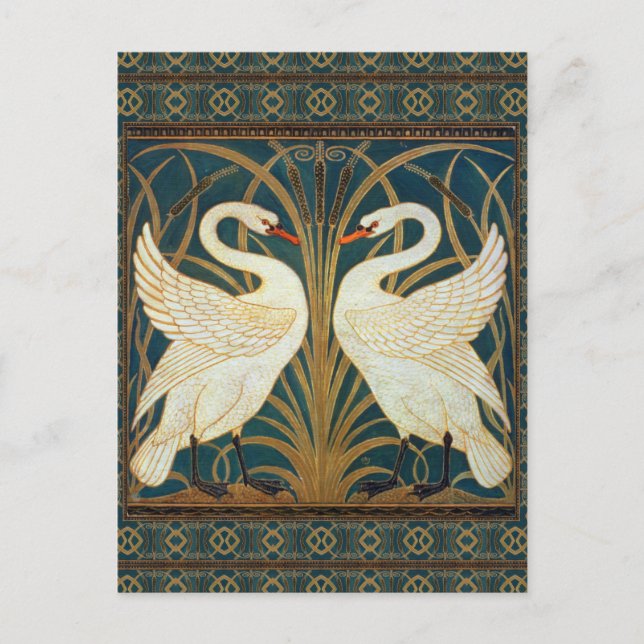 Walter Crane Swan, Rush And Iris Art Nouveau Postcard (Front)