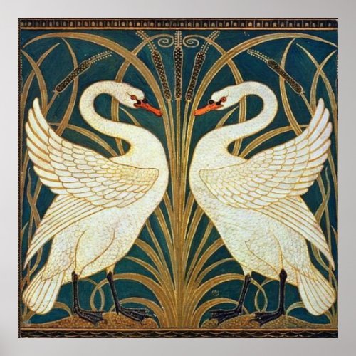 Walter Crane Swan Rush And Iris Art Nouveau  Poster