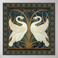 Victorian Walter Crane Swan and Iris high quality Poster