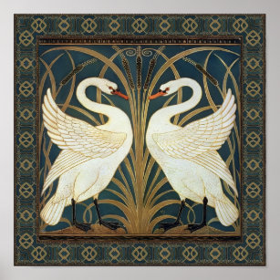 Walter Crane Swan, Rush And Iris Art Nouveau  Poster