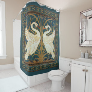 Walter Crane Swan, Rush And Iris Art Nouveau Shower Curtain