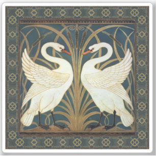 Walter Crane Swan, Rush And Iris Art Nouveau Sticker