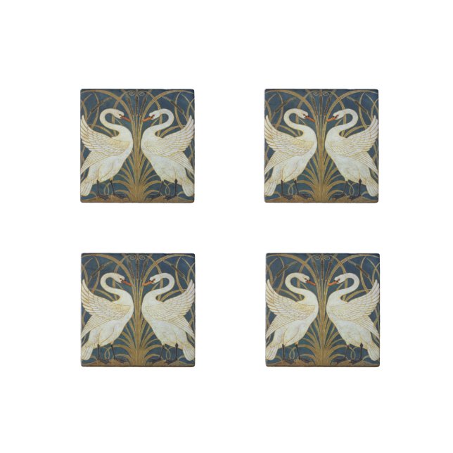 Walter Crane Swan  Rush And Iris Art Nouveau Stone Magnet (Front)