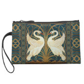 Walter Crane Swan, Rush And Iris Art Nouveau Suede Wristlet Wallet (Back)