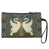 Walter Crane Swan, Rush And Iris Art Nouveau Suede Wristlet Wallet (Front)