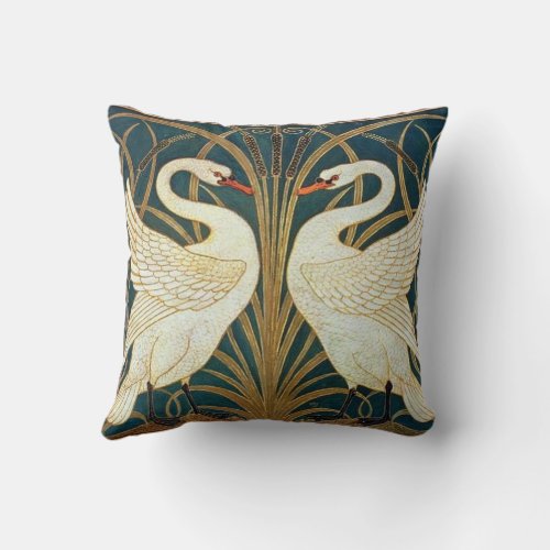 Walter Crane Swan Rush And Iris Art Nouveau  Throw Pillow