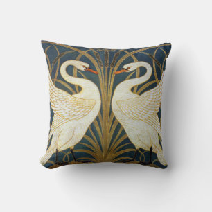 Walter Crane - Swan, Rush And Iris Art Nouveau Throw Pillow