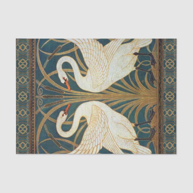 Walter Crane Swan, Rush And Iris Art Nouveau Tissue Paper (Front)