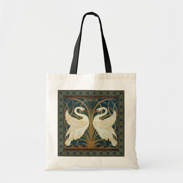 Walter Crane Swan, Rush And Iris Art Nouveau Tote Bag (Front)