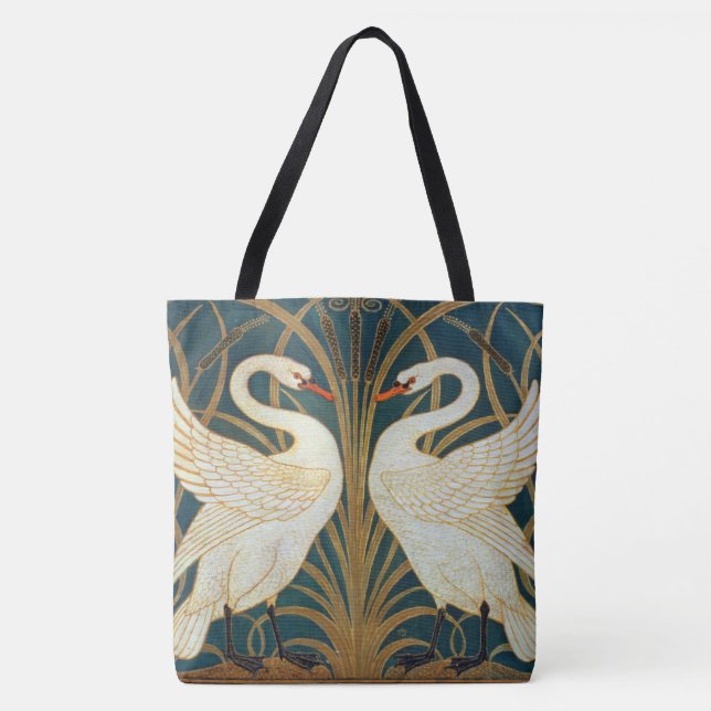 Walter Crane Swan, Rush And Iris Art Nouveau Tote Bag (Front)