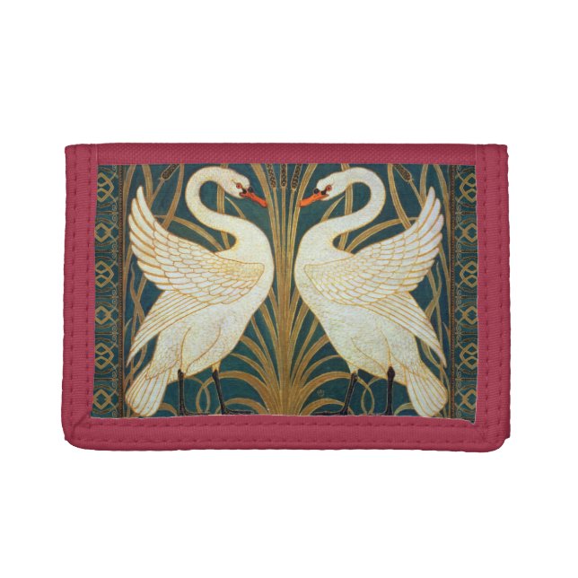 Walter Crane Swan, Rush And Iris Art Nouveau Tri-fold Wallet (Front)