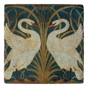 Walter Crane Swan, Rush And Iris Art Nouveau Trivet