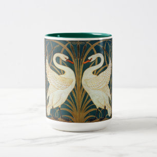 Walter Crane Swan, Rush And Iris Art Nouveau Two-Tone Coffee Mug