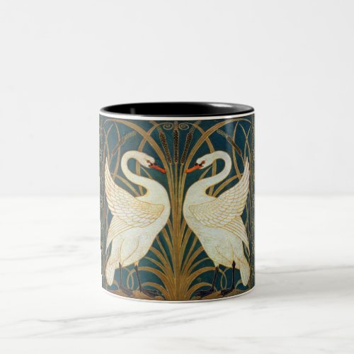 Walter Crane Swan Rush And Iris Art Nouveau Two_Tone Coffee Mug