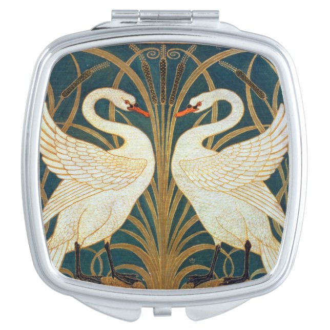 Walter Crane Swan, Rush And Iris Art Nouveau Vanity Mirror (Front)