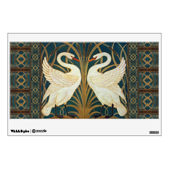 Walter Crane Swan, Rush And Iris Art Nouveau Wall Decal (Front)