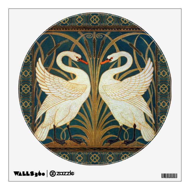 Walter Crane Swan, Rush And Iris Art Nouveau Wall Decal (Front)