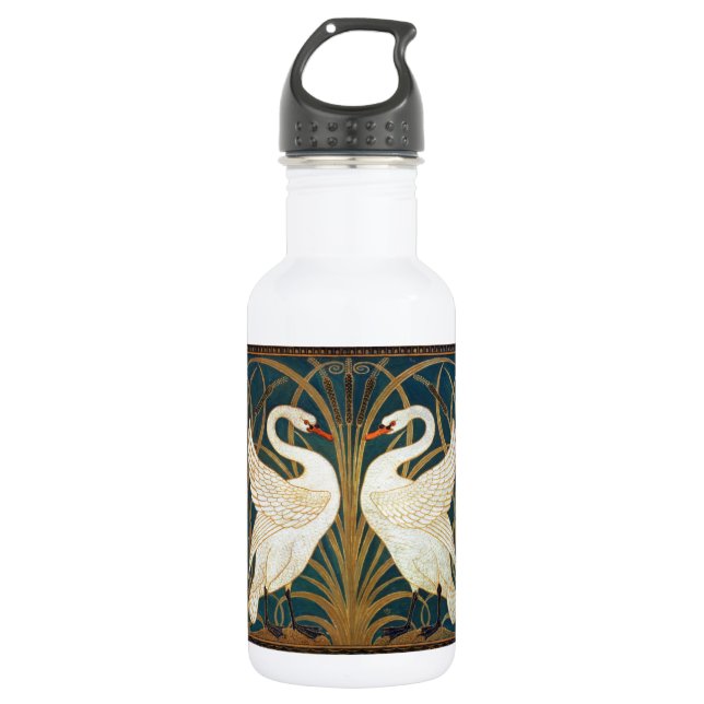 Walter Crane Swan, Rush And Iris Art Nouveau Water Bottle (Front)