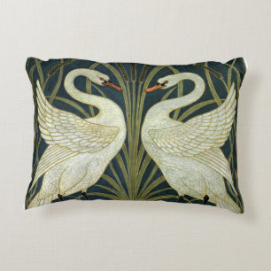Walter Crane Swan & Rush and Iris Victorian  Accent Pillow
