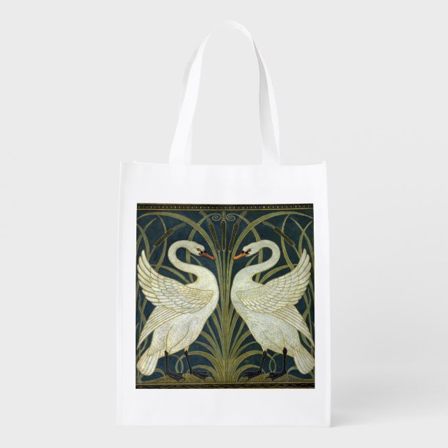 Walter Crane Swan & Rush and Iris Victorian  Grocery Bag (Back)